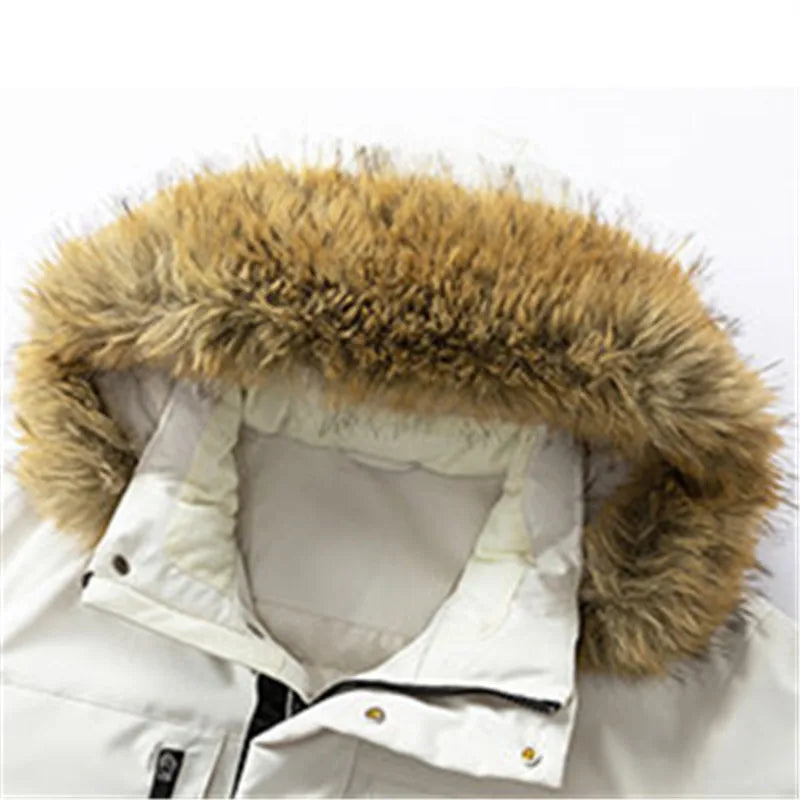 Long Hooded Parka - Fur Collar Cargo Jacket