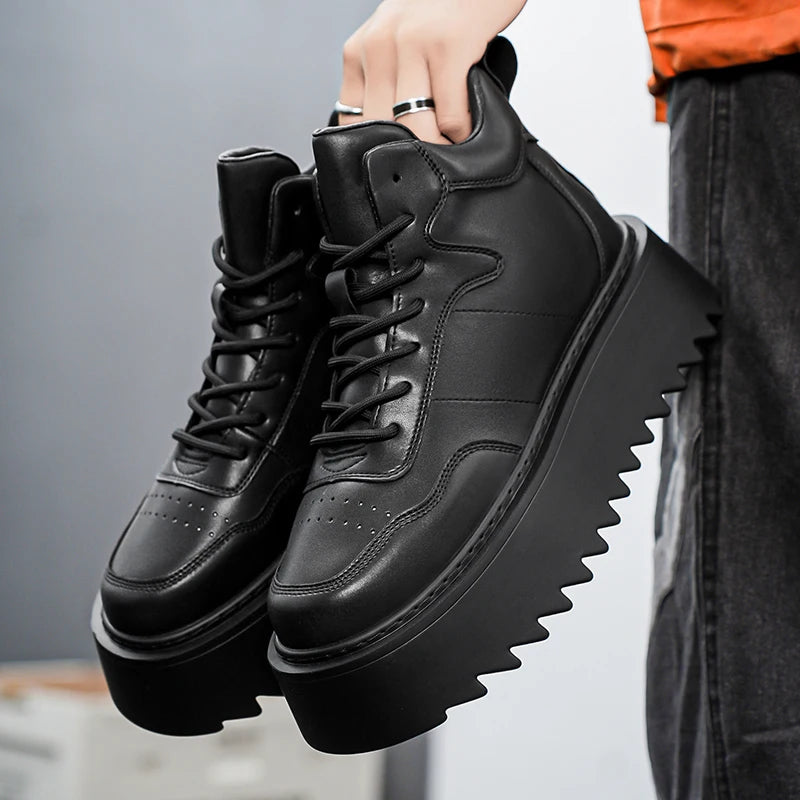Men’s Casual Platform High Top Skateboard Vulcanized Sport Shoes Lace Up Sneakers