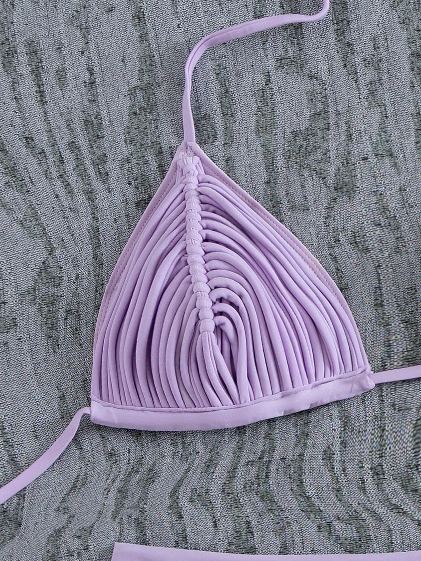 Braided V-Neck Halter Bikini Set - Summer Beachwear