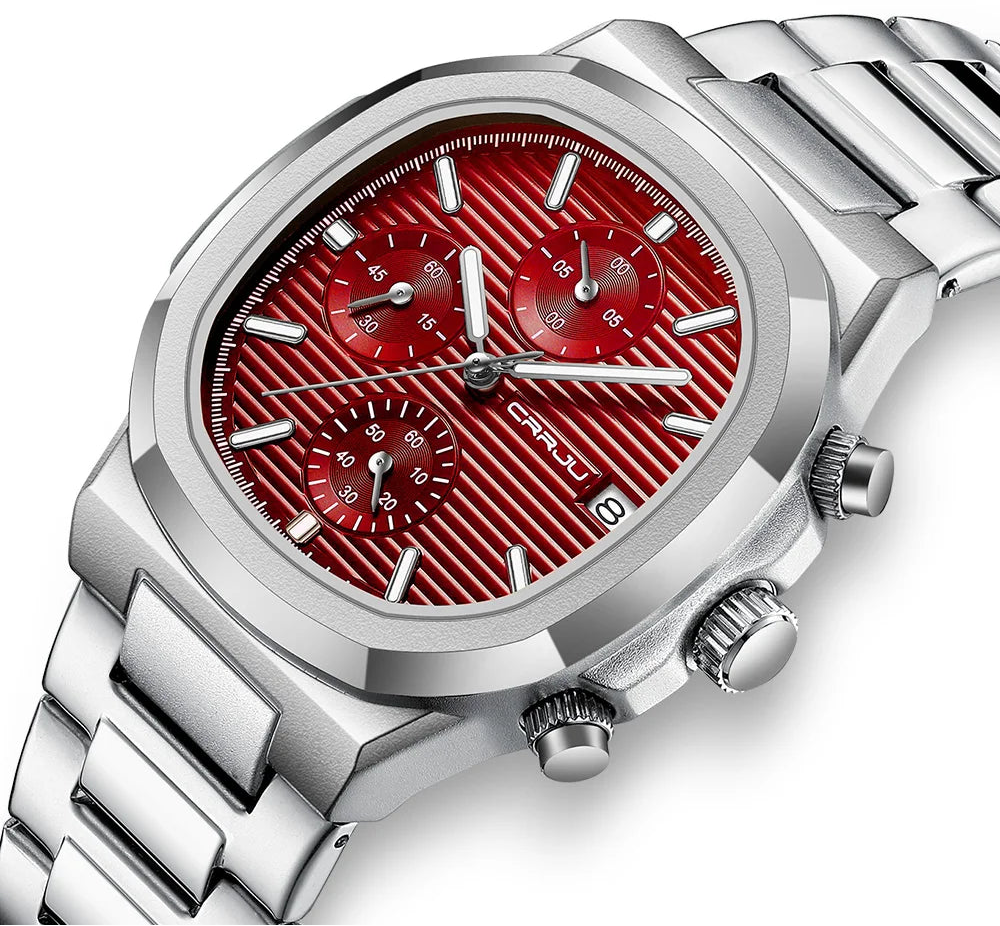 Men's Business Watch - Square Dial Stainless Steel with Luminous Date