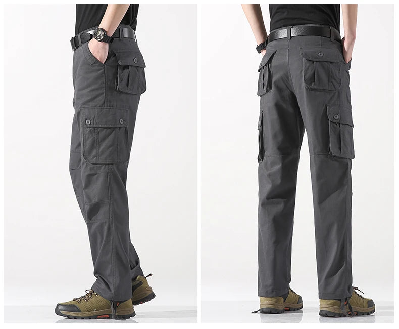 Spring Autumn Cotton Cargo Pants - Multiple Pockets Casual Trousers