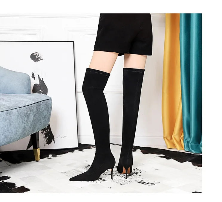 Women's Over-the-knee 8.5 Cm High Heel Plush Suede Long Boots