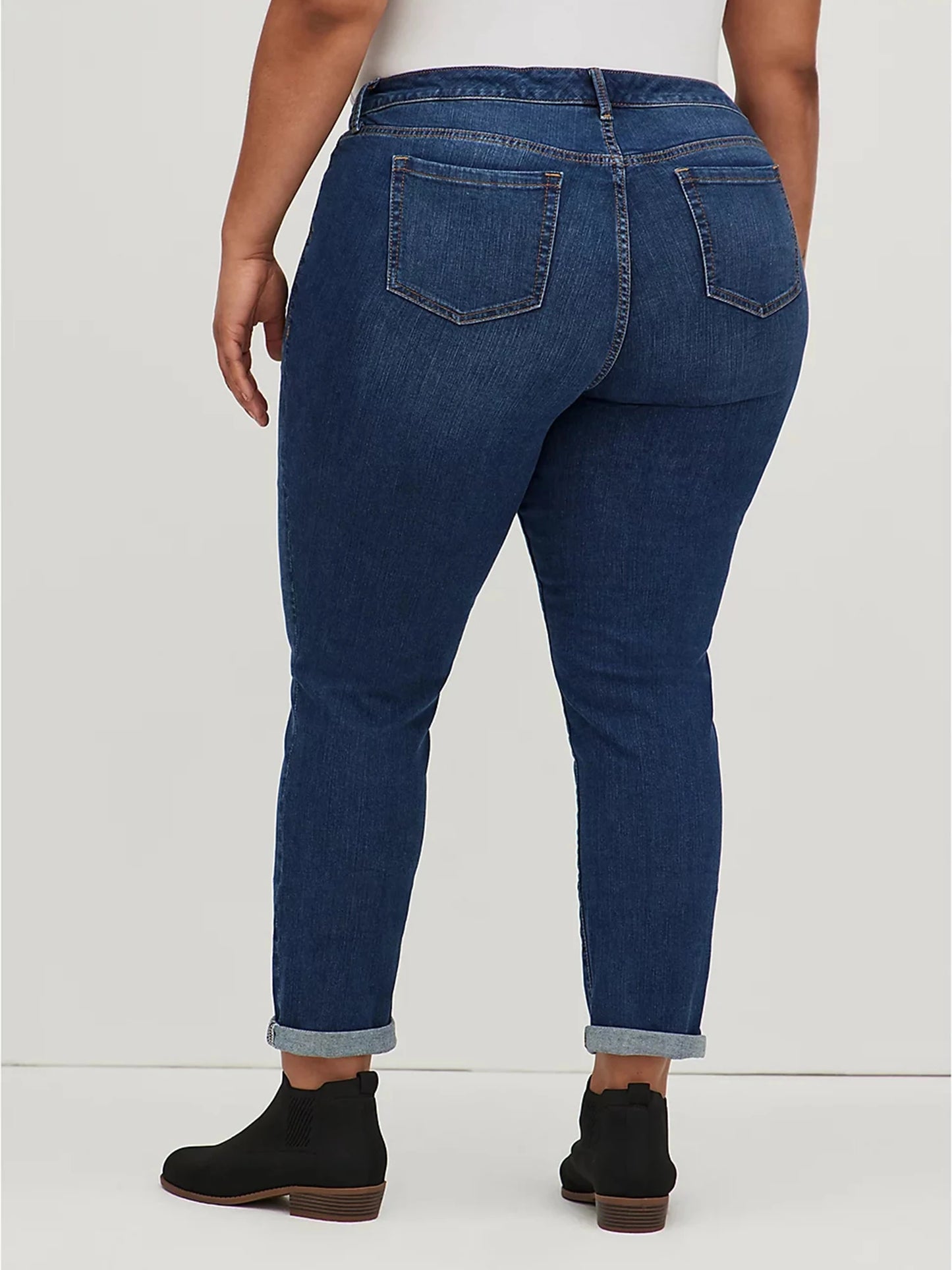 Plus Size Jeans - Women Straight High Waist Denim Wide Leg Stretchy Jeans