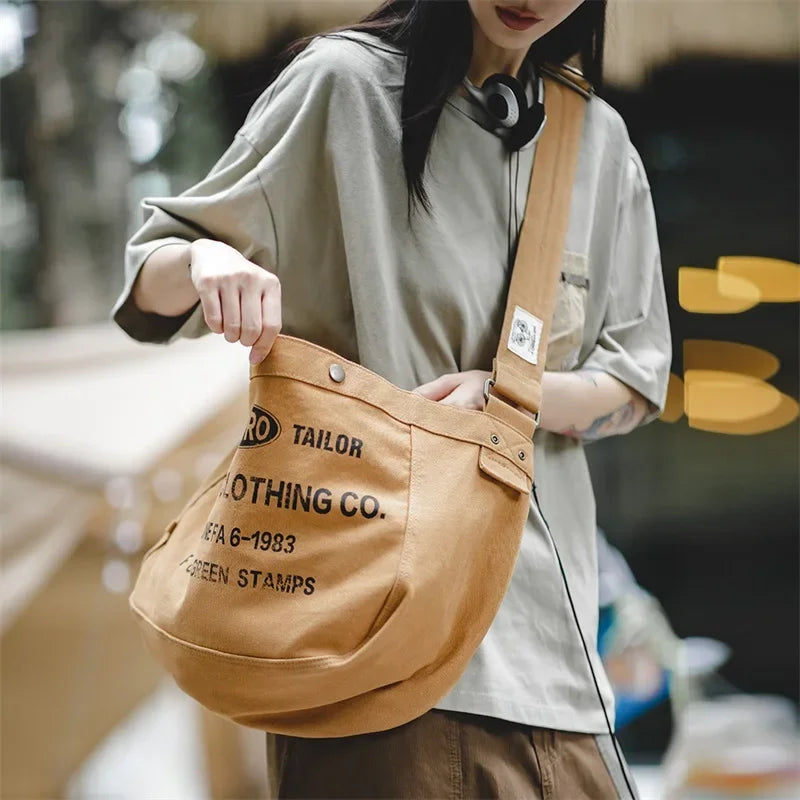 Retro Canvas Messenger Bag - Large Capacity Crossbody Tote