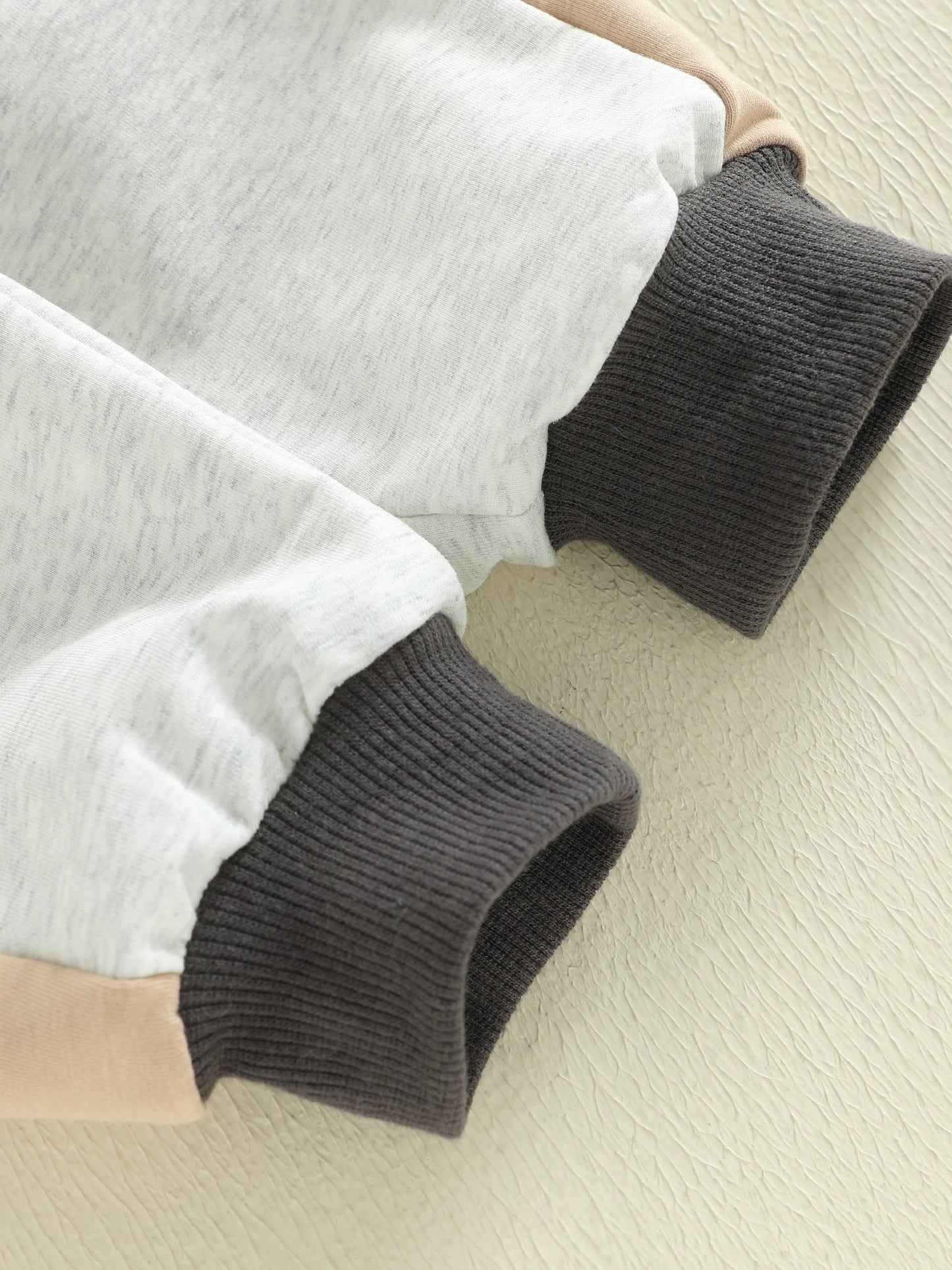 Toddler Kids Boys Girls Colour Patchwork Long Sleeve Stand Collar Pullover and Pants Set