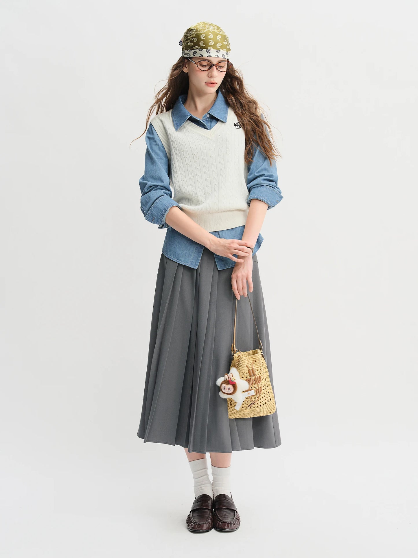 Ribbon Tie Blouse with Irregular Hem
