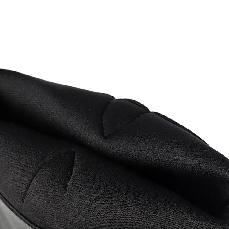 Women's Tapered Circular Metal Chain Chelsea Bohemian Pointed Leather Knee High Boots