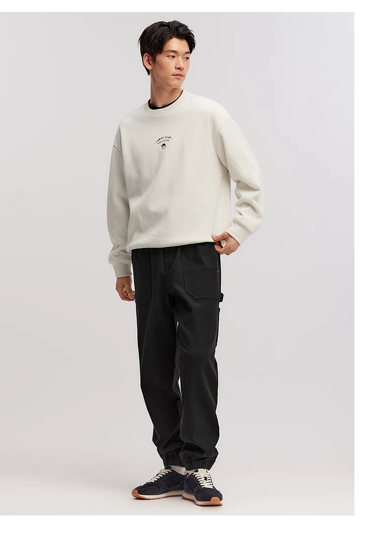 Men's Cargo Jogger Trousers - Drawstring Loose Fit Winter Streetwear Pants