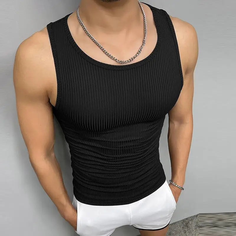 Men's Tank Top Solid Colour Round Neck Sleeveless Summer Vest