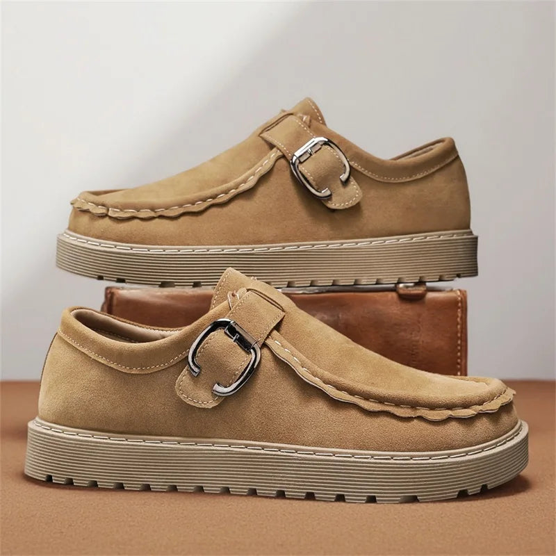 Men's Platform Sneakers - Buckle Closure Tennis Sports Shoes