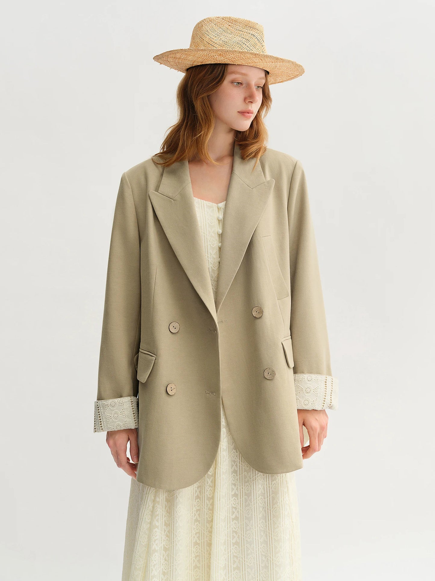 Plus Size Peaked Lapel Embroidery Blazer Dress Set