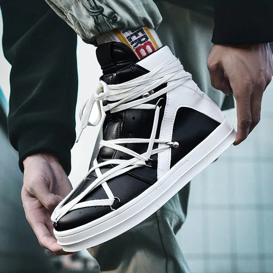 Men's Casual High-top Sports Strap Design Sneakers