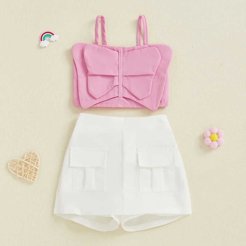 Kids Girls Summer Clothes Set 0-5Y  Butterfly Cami Top with Shorts 2PCS Set