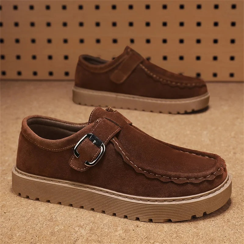 Men's Platform Sneakers - Buckle Closure Tennis Sports Shoes