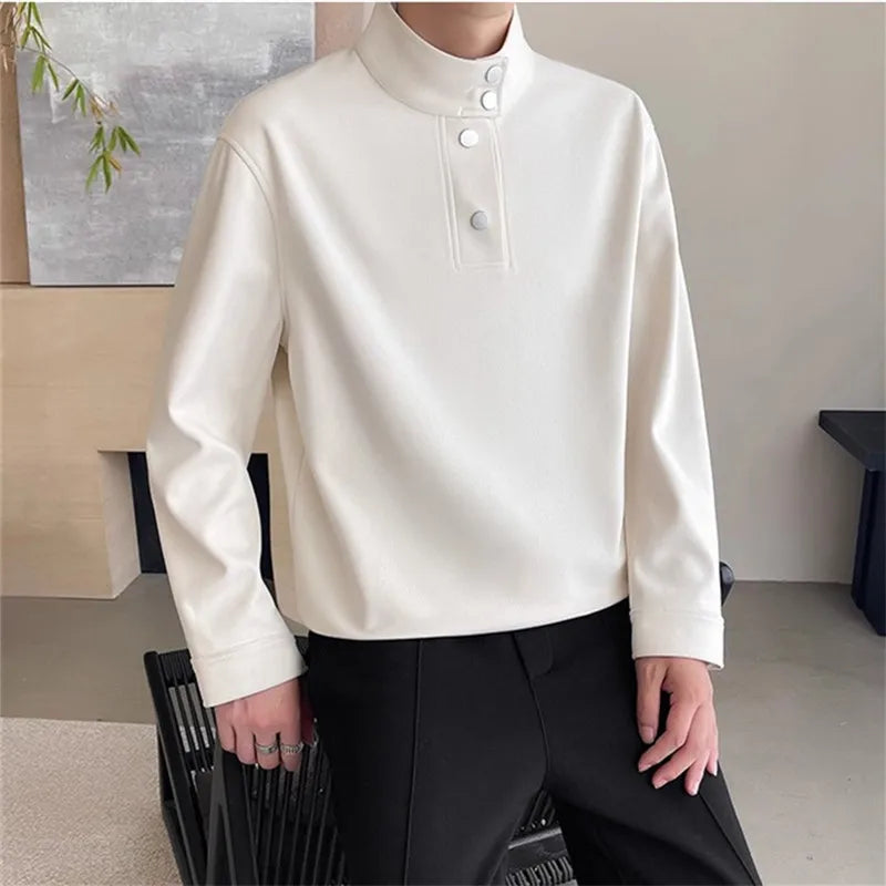 Men's Stand Collar Sweatshirt - Casual Pullover Hoodie