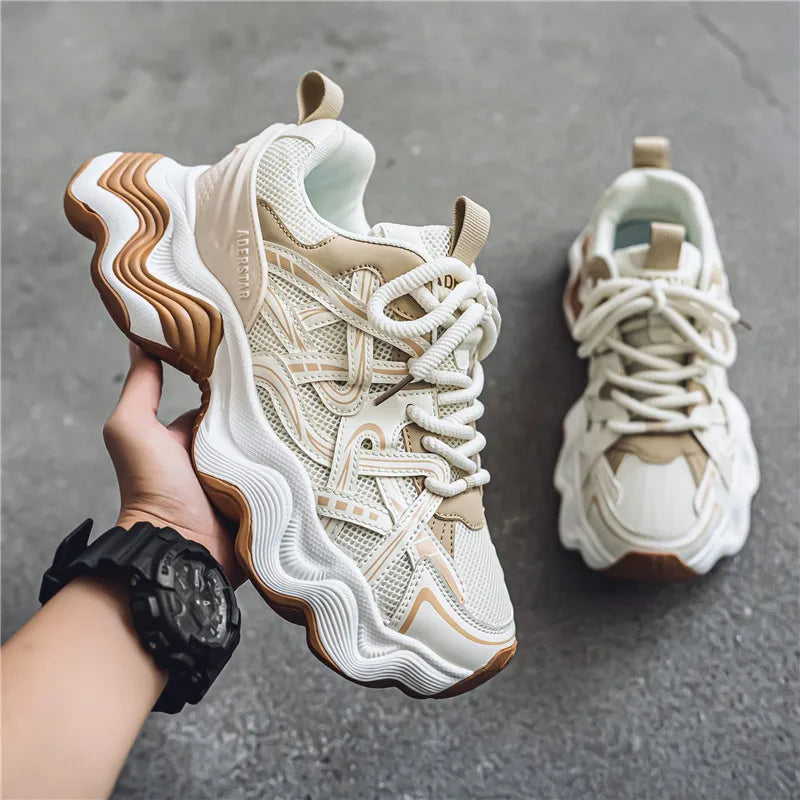 Men's Casual Platform Breathable Sports Shoes Lace Up Sneakers