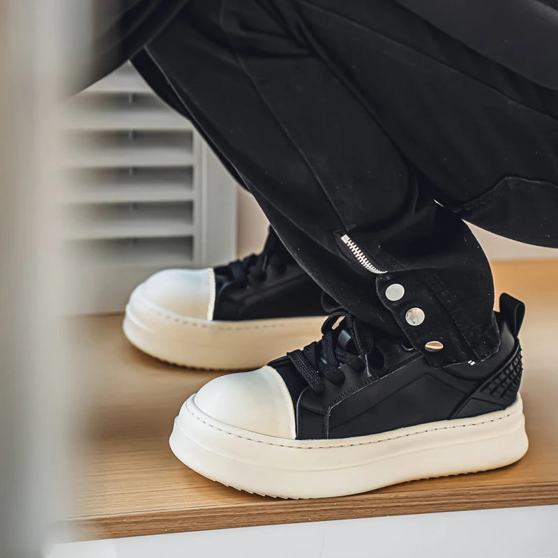 Men's Casual Leather Skateboard Vulcanized Tennis Sports Shoes Sneakers