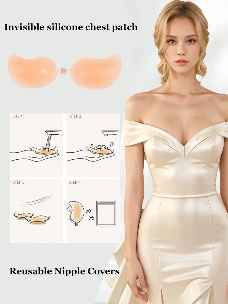 Reusable Silicone Nipple Covers - Self-Adhesive Invisible Breast Petals