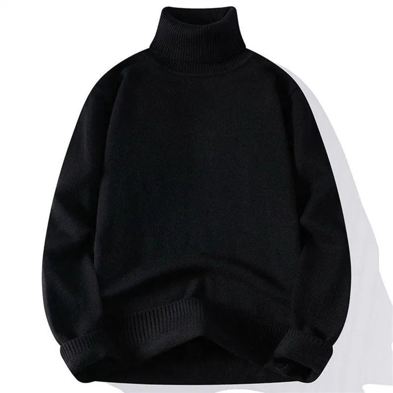 Men's Turtleneck Knitted Sweater - Slim Fit Pullover
