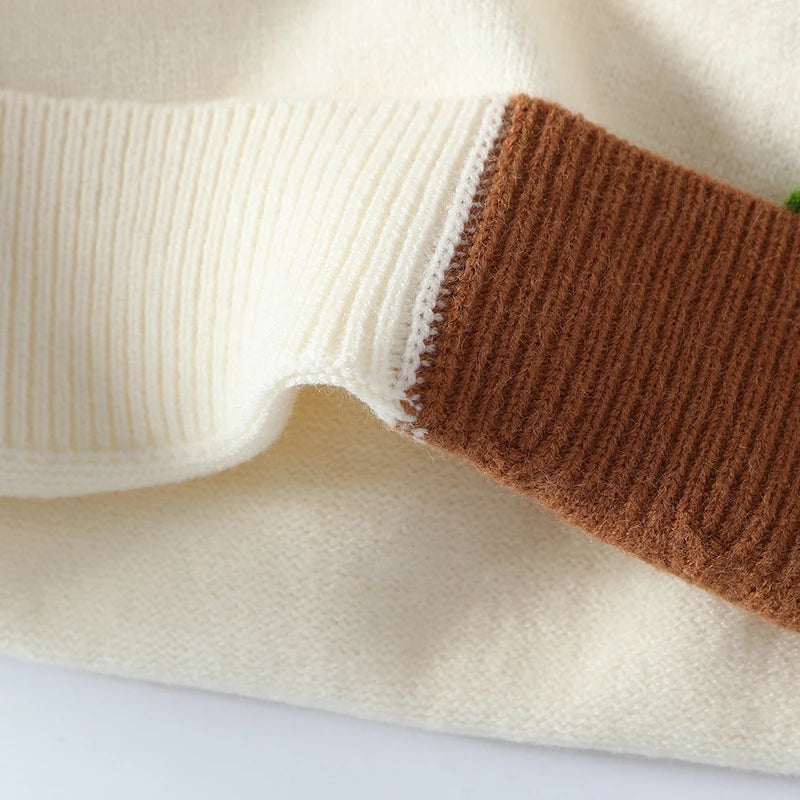 Men's Knit Turtleneck Patchwork Sweater