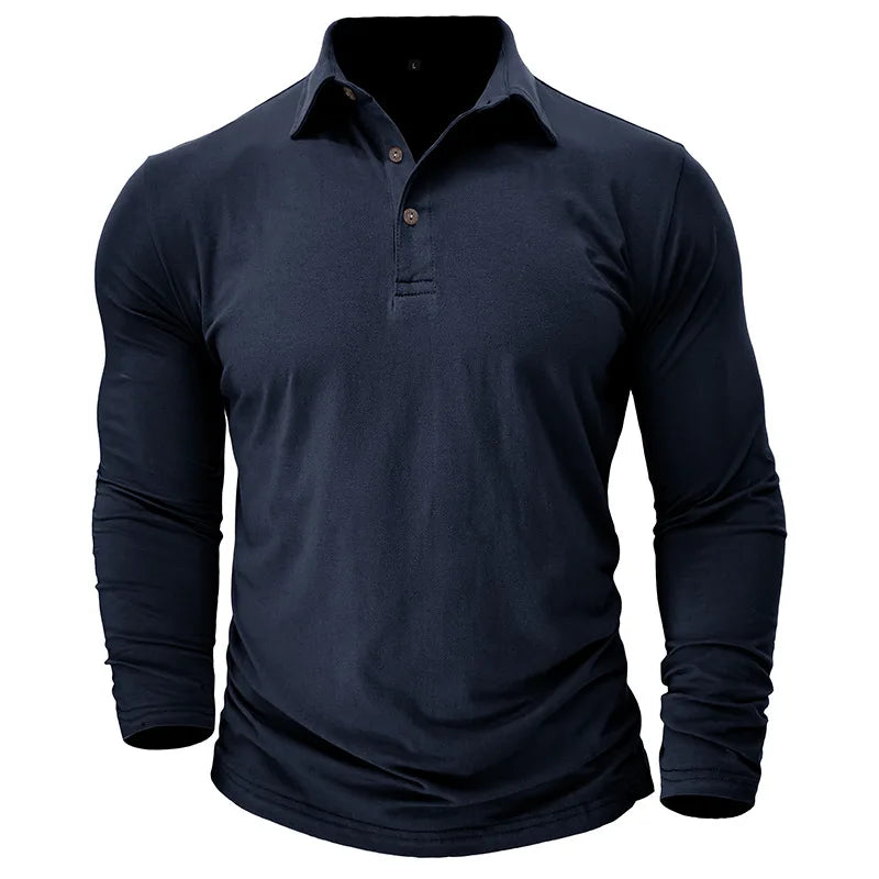 Men's Long Sleeve Polo Shirt - Cotton Smart Casual Top