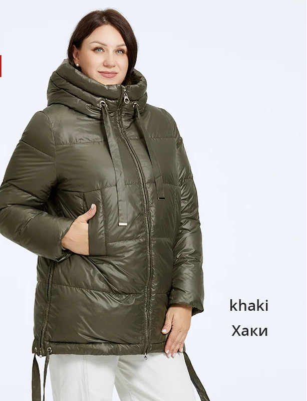 Women's Quilted Winter Parka - Plus Size Hooded Down Jacket