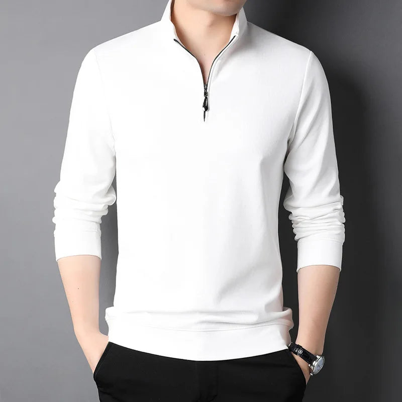 Men's  Slim Fit Half Zipper Solid Colour Sweatshirt