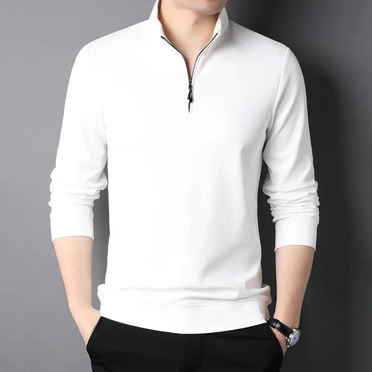 Men's  Slim Fit Half Zipper Solid Colour Sweatshirt