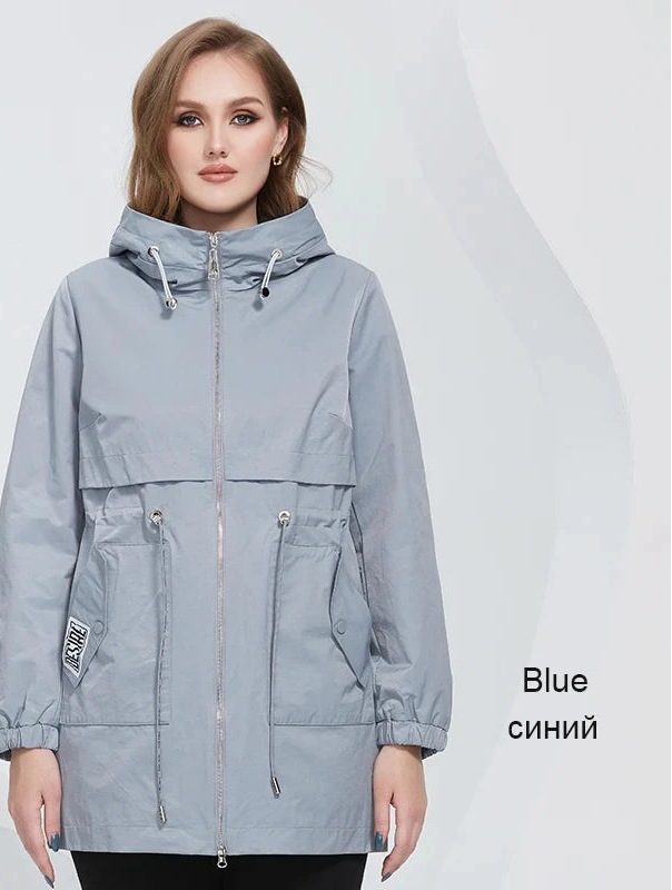 Women's Hooded Trench Coat - Plus Size Casual Windbreaker
