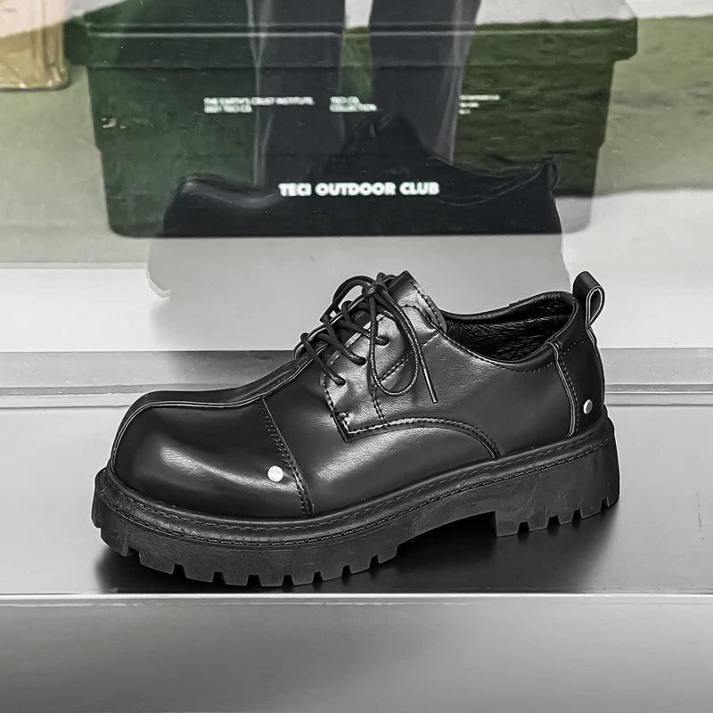 Men's Platform Derby Shoes - Genuine Leather Business Casual