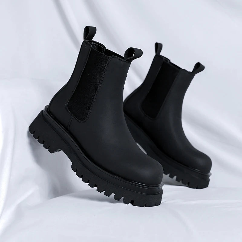 Men's Platform Black High Top Boots