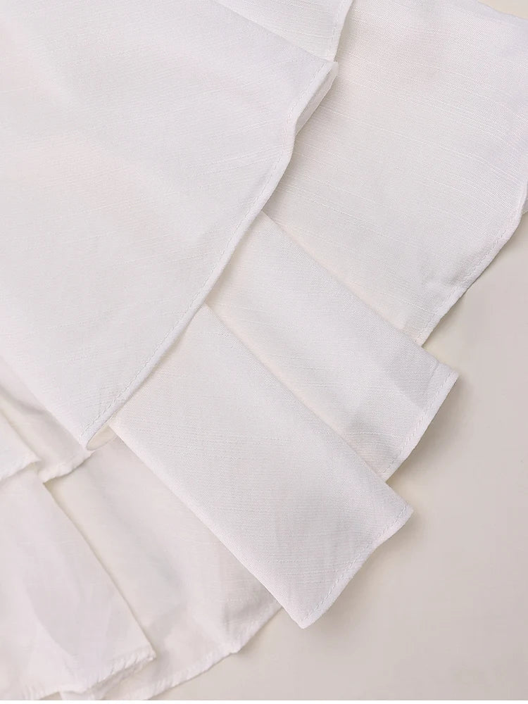 Women's Summer V-Neck Mini Dress - Crinkle Ruffled A-Line Sundress