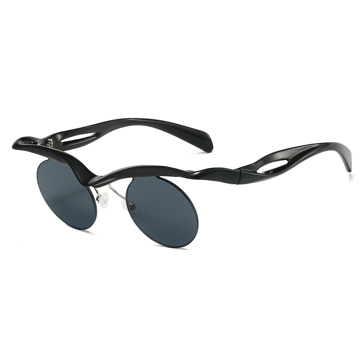 Unisex Irregular Semi-rimless Round Vintage Punk Anti UV Sunglasses