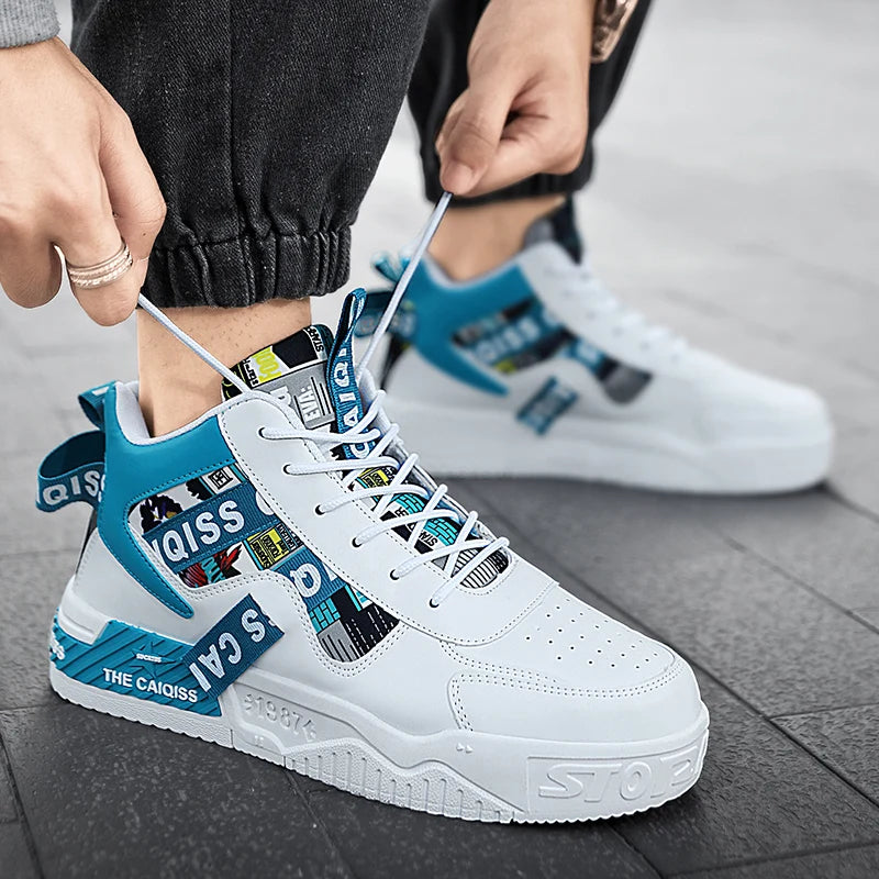 Platform Vulcanized High-Top Sneakers - Unisex Sports Shoes