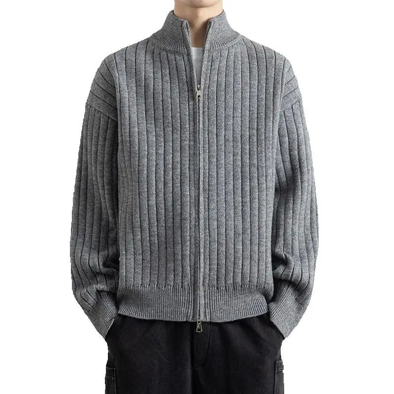 Men's V-Neck Knit Cardigan - Slim Fit Casual Sweater