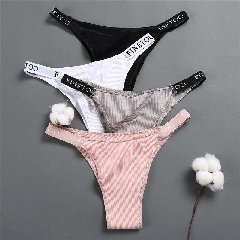 Women's Cotton Bikini Thongs - Underpants Seamless Low-Waist G-string Lingerie