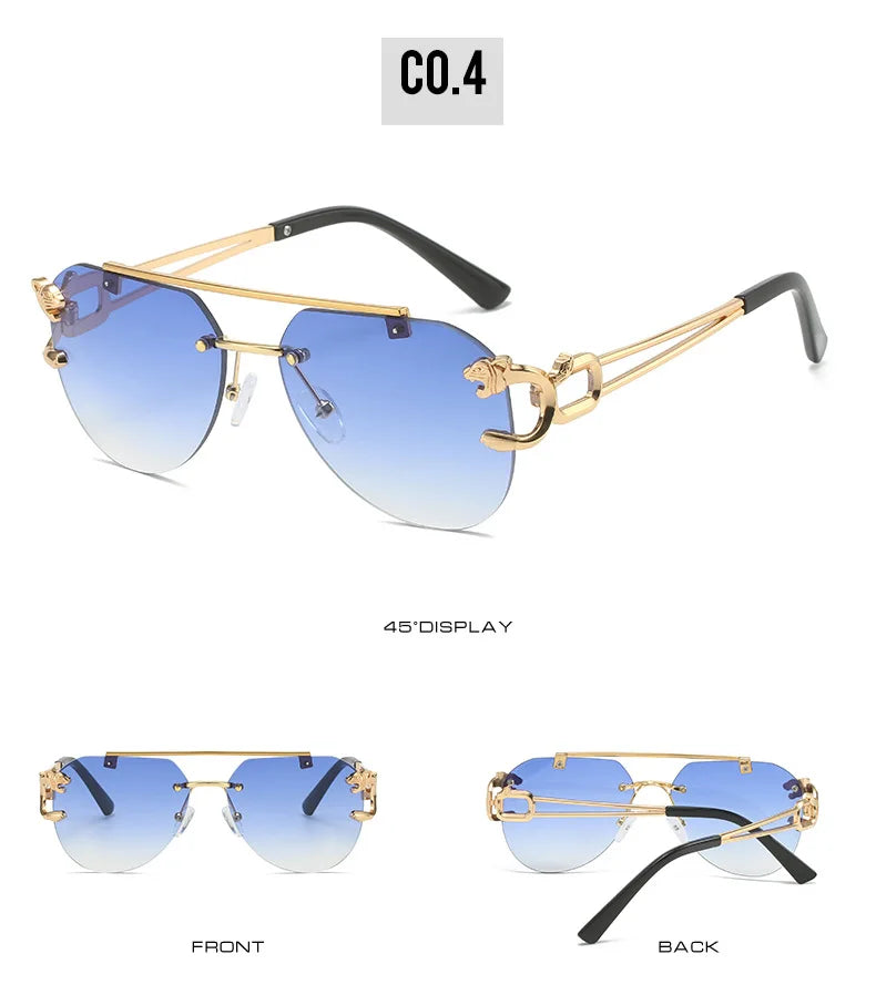 Unisex 2 Pairs Per Set Rimless Gradient Double Bridge Sunglasses