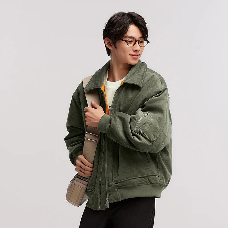 Men's Corduroy Pilot Jacket - Thick Oversize Cotton Winter Jacket