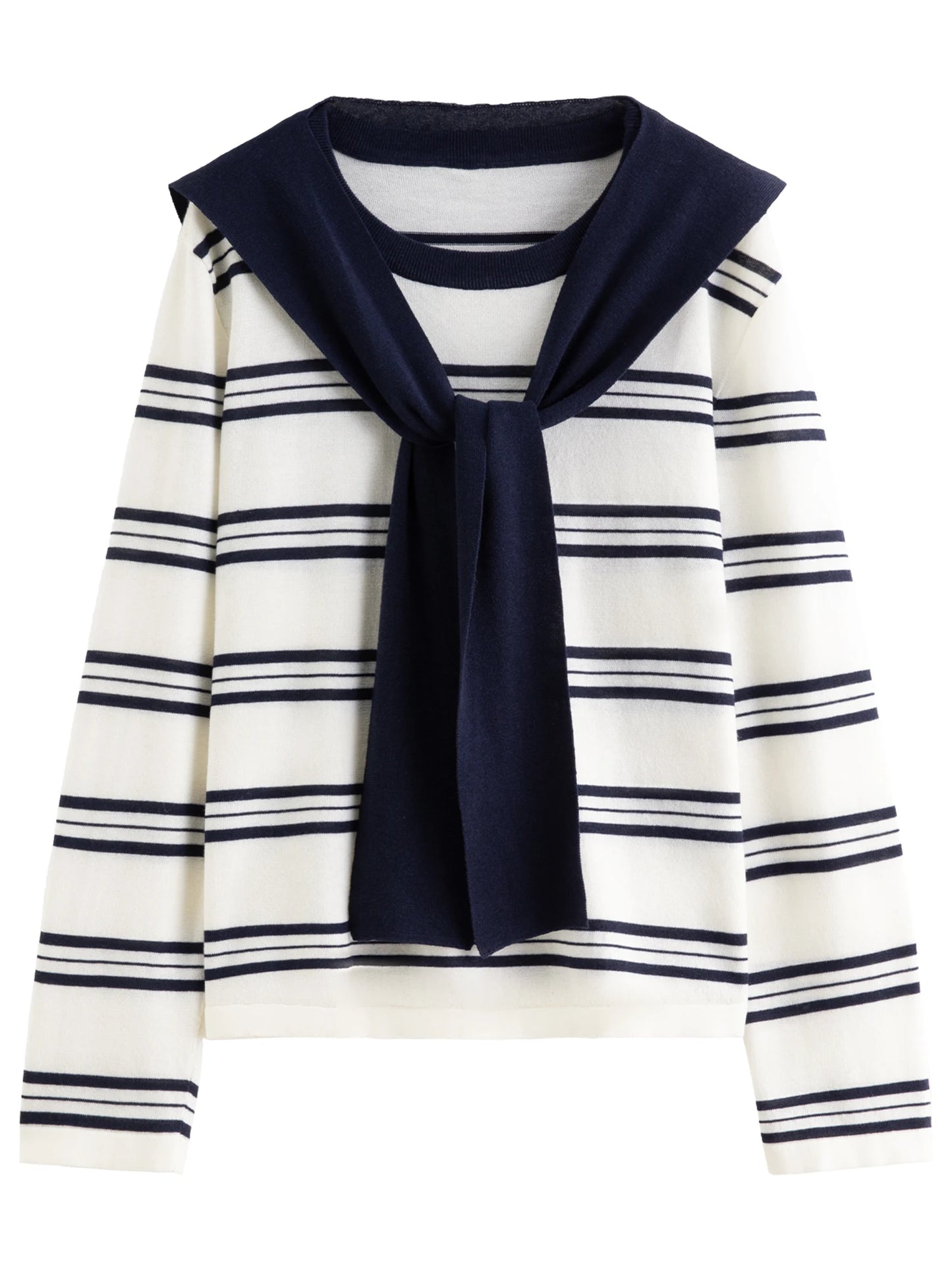 Striped Shawl and Sweater Skirt Set - Contrasting Knit Two-Piece