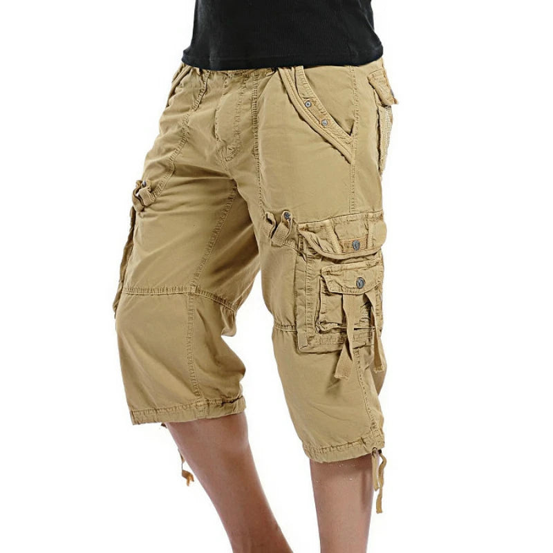 Men's Casual Summer Camouflage Cotton Cargo Shorts Without Belt