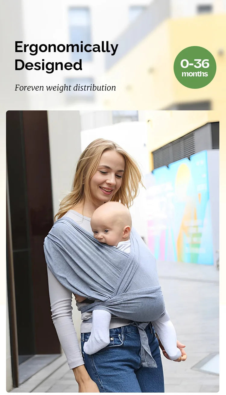 Ergonomic Baby Wrap Sling Carrier Soft Cotton Kangaroo Sling for Newborns to 36 Months