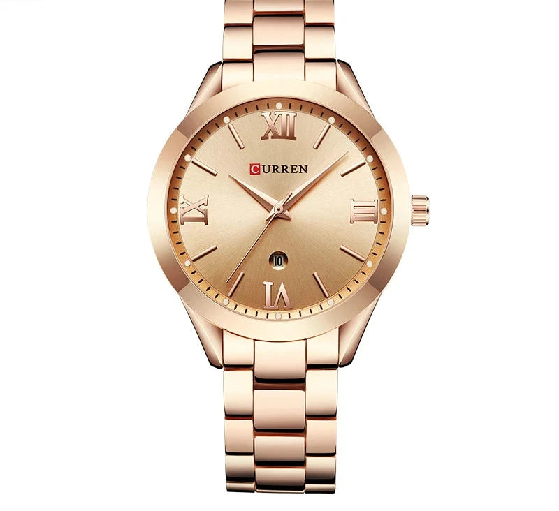 Gold Steel Bracelet Watch for Women - Elegant Ladies Wristwatch