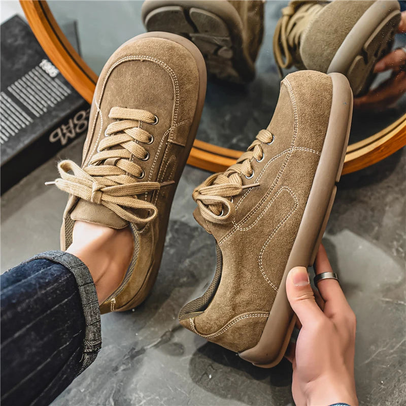 Men's Suede Leather Lace-up Casual Comfortable British Shoes