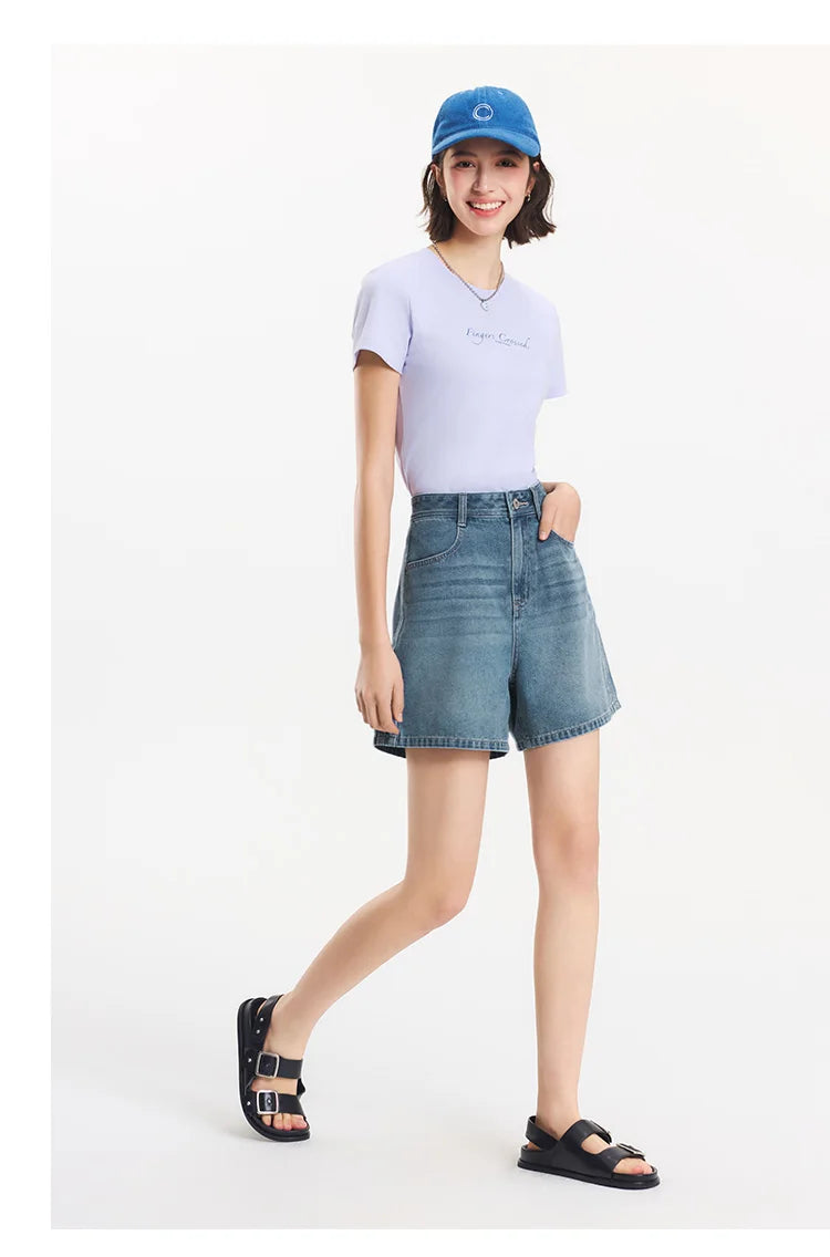 Women's Slimming Straight Leg Denim Shorts - Cooling Summer Style