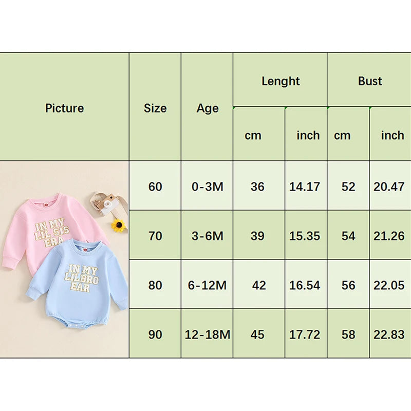 0-18M Baby Boys Girls Cute Romper Long Sleeve Crew Neck Letters Embroidery Sweatshirt Jumpsuits