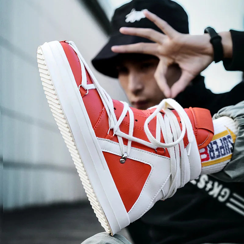 Men's Casual High-top Sports Strap Design Sneakers