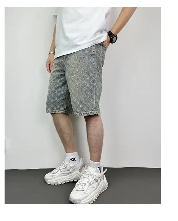 Men's Summer Retro five-point Casual Denim Ripped Shorts