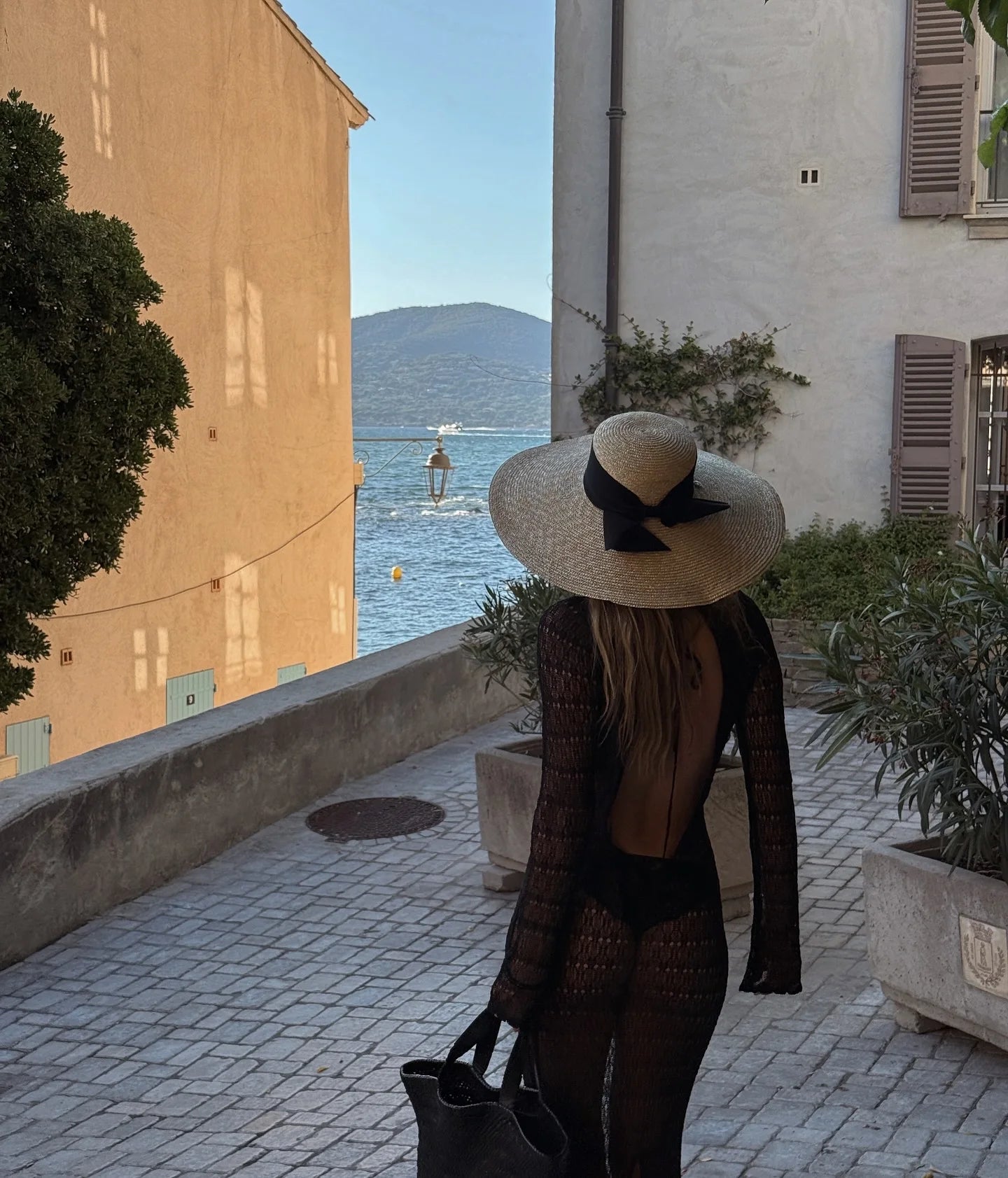 Hollow Crochet Sweater Maxi Dress - Long Sleeve Cover Up