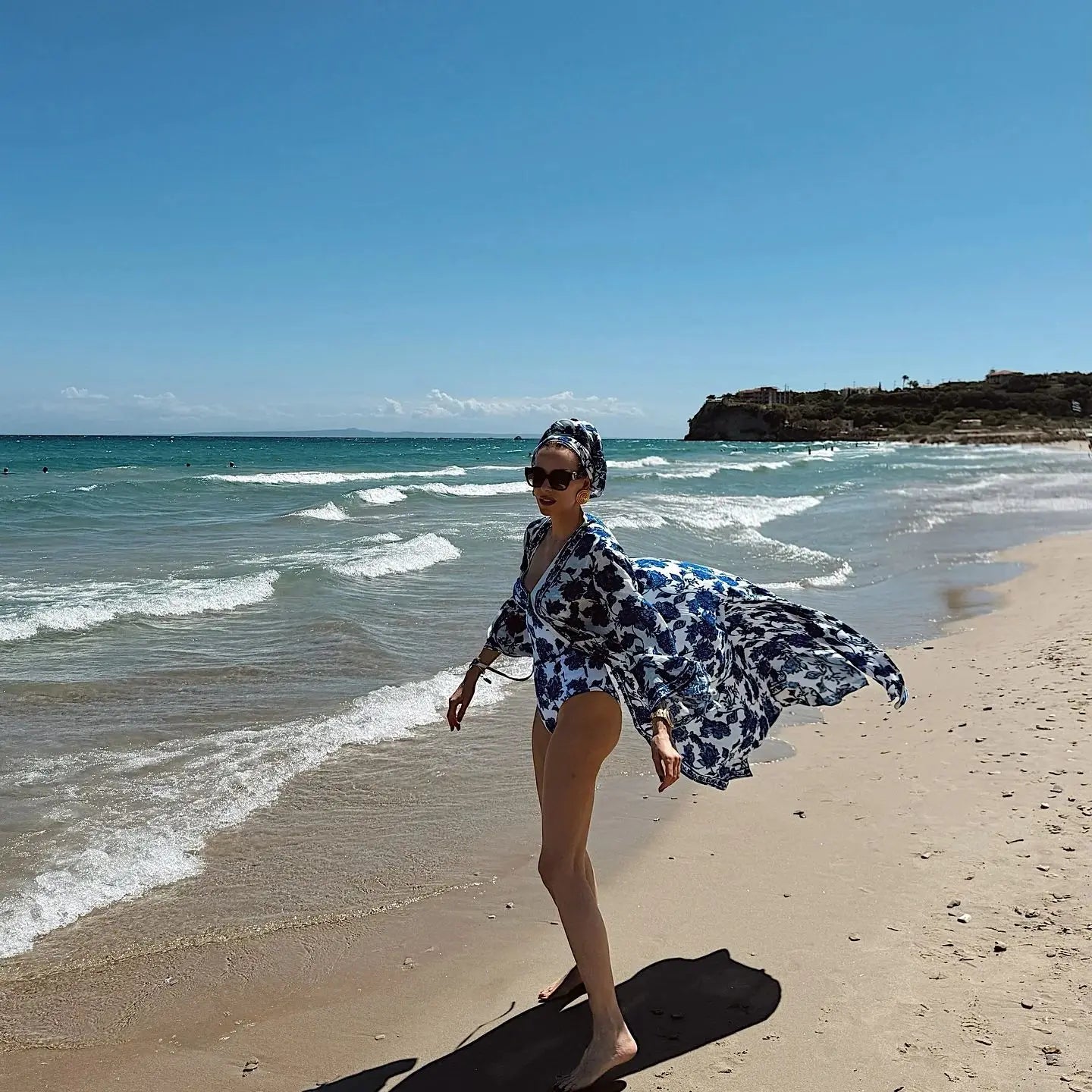 Women's Print One-Piece Swimsuit with Cover-Up - Monokini Set