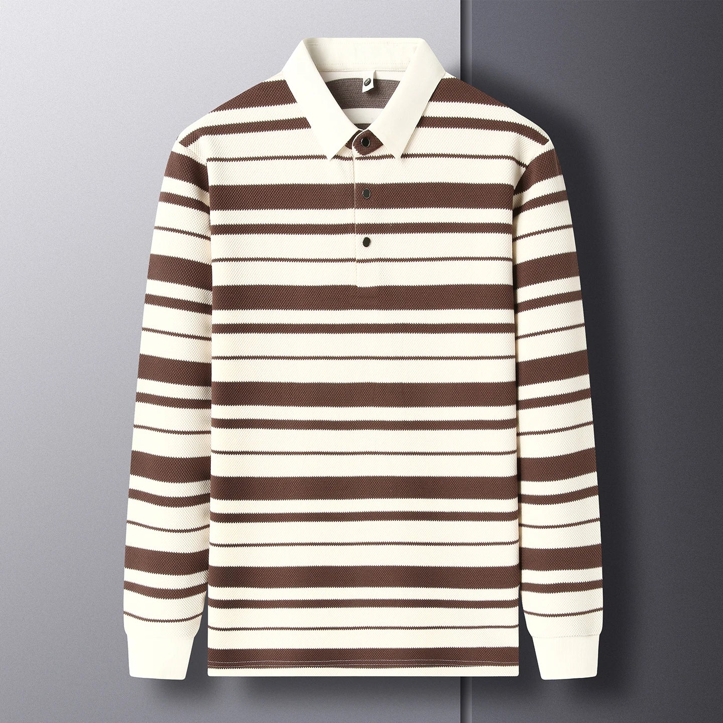 Turn Down Collar Striped T-Shirt - Smart Casual Breathable Tee